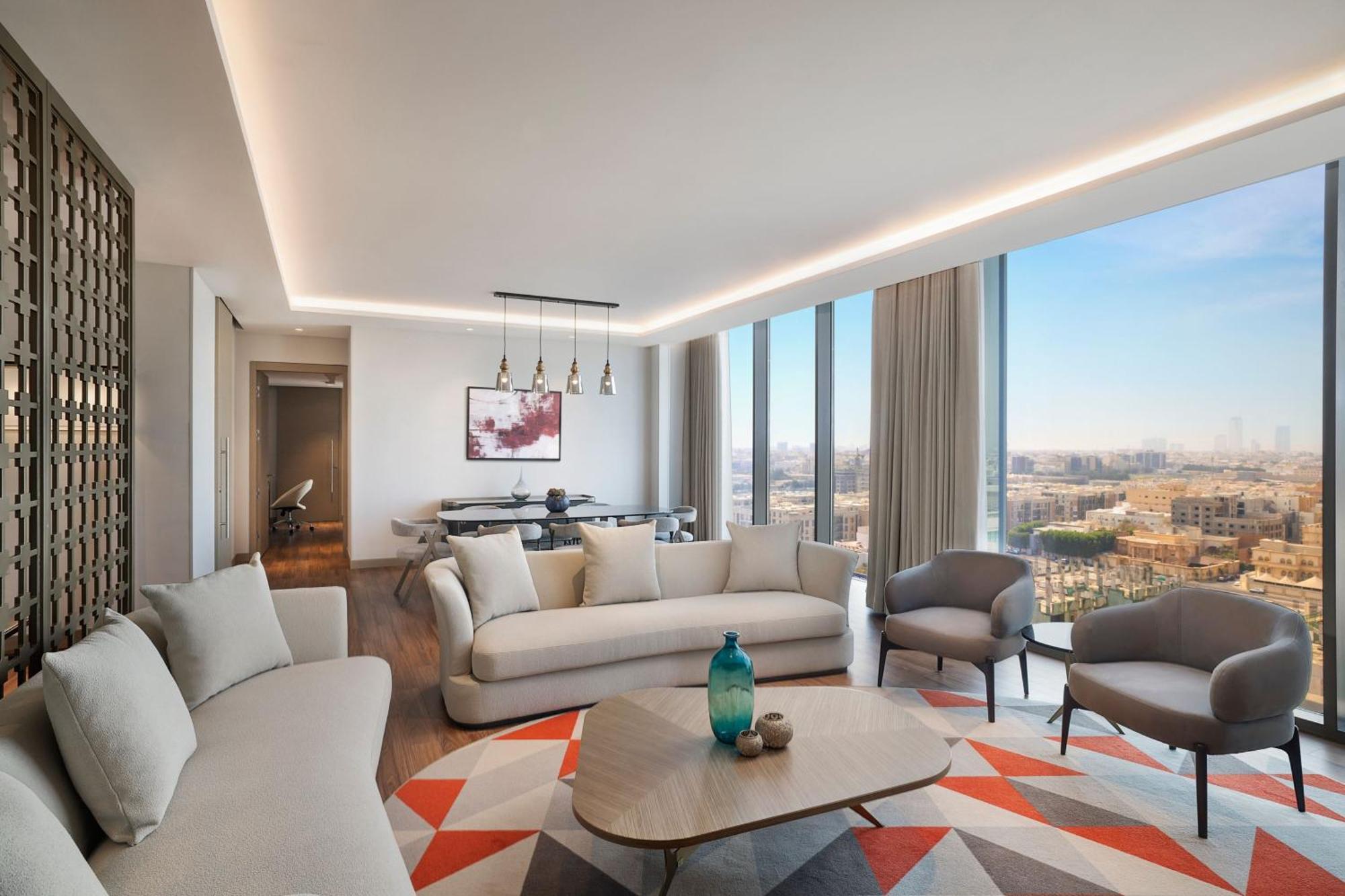 Jeddah Marriott Hotel Madinah Road Exterior photo The living room of a three-bedroom apartment